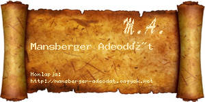 Mansberger Adeodát névjegykártya
